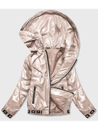 Krátka zlatá dámska bunda s kapucňou (B9787-101) Krátka zlatá dámska bunda s kapucňou (B9787-101)