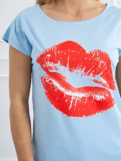 Blúzka s potlačou pier modrá