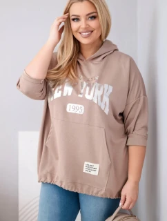 Dámska mikina plus size z viskózy s kapucňou a klokaním vreckom Fango