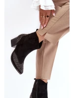 Damskie Zdobione Botki Kowbojki Na Słupku Czarne Eleduana