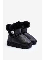 Ocieplane Botki Śniegowce Z Futerkiem Czarne Bessie