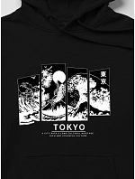 Pánska mikina s kapucňou a potlačou TOKYO, čierna, FashionStreet NX5146BX