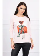 3D grafická blúzka Noteworthy púdrovo ružová