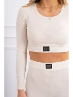 Súprava s blúzou hore pruhovaná svetlo béžová