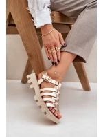 Skórzane Sandały Damskie Zazoo 3695 Złote