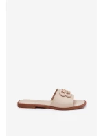 Płaskie Klapki Damskie Z Ozdobnym Detalem Beżowe Nenitta
