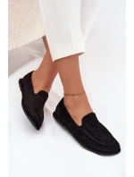 Mokasyny Damskie Z Eko Zamszu Płaskie Czarne Miryelle