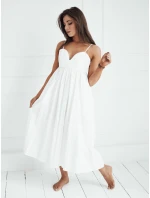 Bavlnené midi šaty ELIENE white FashionStreet EY2444 Bavlnené midi šaty ELIENE white FashionStreet EY2444