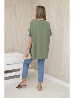 Oversized blúzka s príveskom light khaki Oversized blúzka s príveskom light khaki
