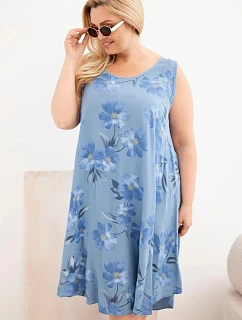 Dámske šaty Plus Size z viskózy s kvetinovým vzorom na džínsových ramienkach