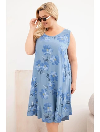Dámske šaty Plus Size z viskózy s kvetinovým vzorom na džínsových ramienkach