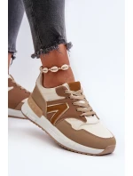 Sneakersy Damskie Z Eko Skóry Brązowe Vinelli