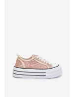 Niskie Trampki Damskie Na Platformie Różowe Melina