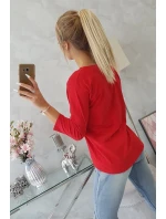 Blúzka s 3D grafikou, čipková červená