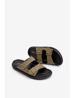 Lekkie Klapki Męskie Z Klamrami Big Star NN174592 Ciemnozielone