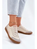 Skórzane Sneakersy Damskie Zazoo N1220 Beżowe