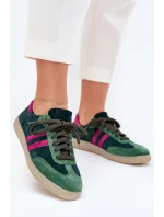 Zazoo N1068 Dámske semišové nízke tenisky Dark Green
