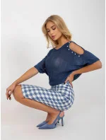 Dámska sukňa LK SD 506462.12P bielo modrá - FPrice