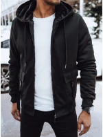 Pánska teplá mikina na zips čierna FashionStreet BX5623 Pánska teplá mikina na zips čierna FashionStreet BX5623