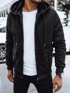 Pánska teplá mikina na zips čierna FashionStreet BX5623