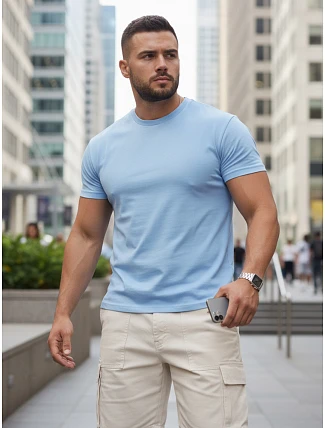 Pánske klasické modré tričko FashionStreet RX5680