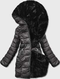 Hnedá obojstranná dámska bunda - kožuch (b8053-101)