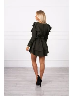 Šaty so zvislými volánmi khaki