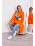 Oversize blúzka s potlačou oranžová