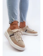 Sneakersy Skórzane Damskie D&A LR110 Beżowe