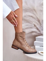 Ocieplane Botki Damskie Na Płaskim Obcasie Złote Labise