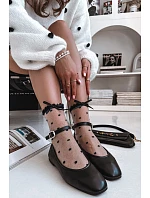 Dámské baleríny s páskem a přezkou Černé Janelor