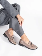 Exkluzívne dámske hnedé mokasíny na širokom podpätku Exkluzívne dámske hnedé mokasíny na širokom podpätku