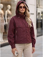 Dámska prechodná bunda s kapucňou, vínová, FashionStreet TY5964 Dámska prechodná bunda s kapucňou, vínová, FashionStreet TY5964