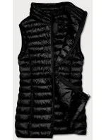 Krátka čierna dámska prešívaná vesta (5M702-392)