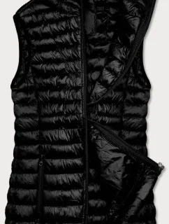 Krátka čierna dámska prešívaná vesta (5M702-392)