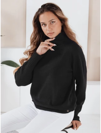 Dámsky sveter s polovičným rolákom čierny FashionStreet MY2533