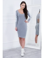 Handrové šedé melanžové šaty