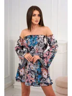 Španielske kvetinové šaty čierne