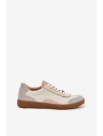 Skórzane Sneakersy Damskie Zazoo N1220 Beżowe