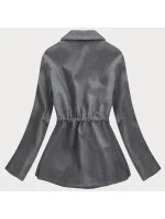 Voľný krátky dámsky kabát v grafitovej farbe (2727) Voľný krátky dámsky kabát v grafitovej farbe (2727)
