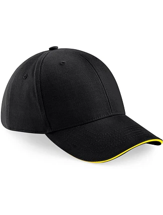 Beechfield B 20 6-panelová sendvičová čiapka „Athleisure“ 53.0020 čierna/žltá