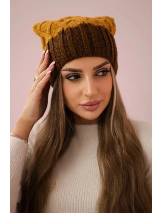 Milano fleecová čiapka K203 mustard melange+brown