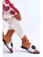 Damskie Płaskie Klapki Z Ozdobami S.Barski KV-520-3 Srebrne