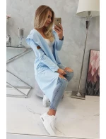 Dlhý kabát s kapucňou modrý