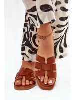 Klapki Damskie Na Płaskim Obcasie Camel Mirona