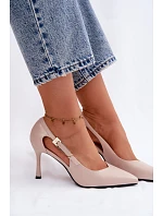 Podpätky s výrezmi a zlatou prackou Vinceza 62288 Beige Podpätky s výrezmi a zlatou prackou Vinceza 62288 Beige