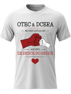 Dámské  bavlněné tričko s potiskem - OTEC & DCERA - bílé