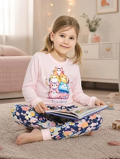 Pyžamo Cornette Kids Girl 594/210 Friendship, dĺžka rukávov 86–128