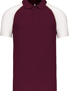 Kariban K 226 Baseballové polo tričko z piké 20.K226 bordó/svetlošedá/biela