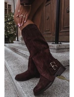 Ocieplane Kozaki Damskie Z Klamrami Czekoladowe Umbria